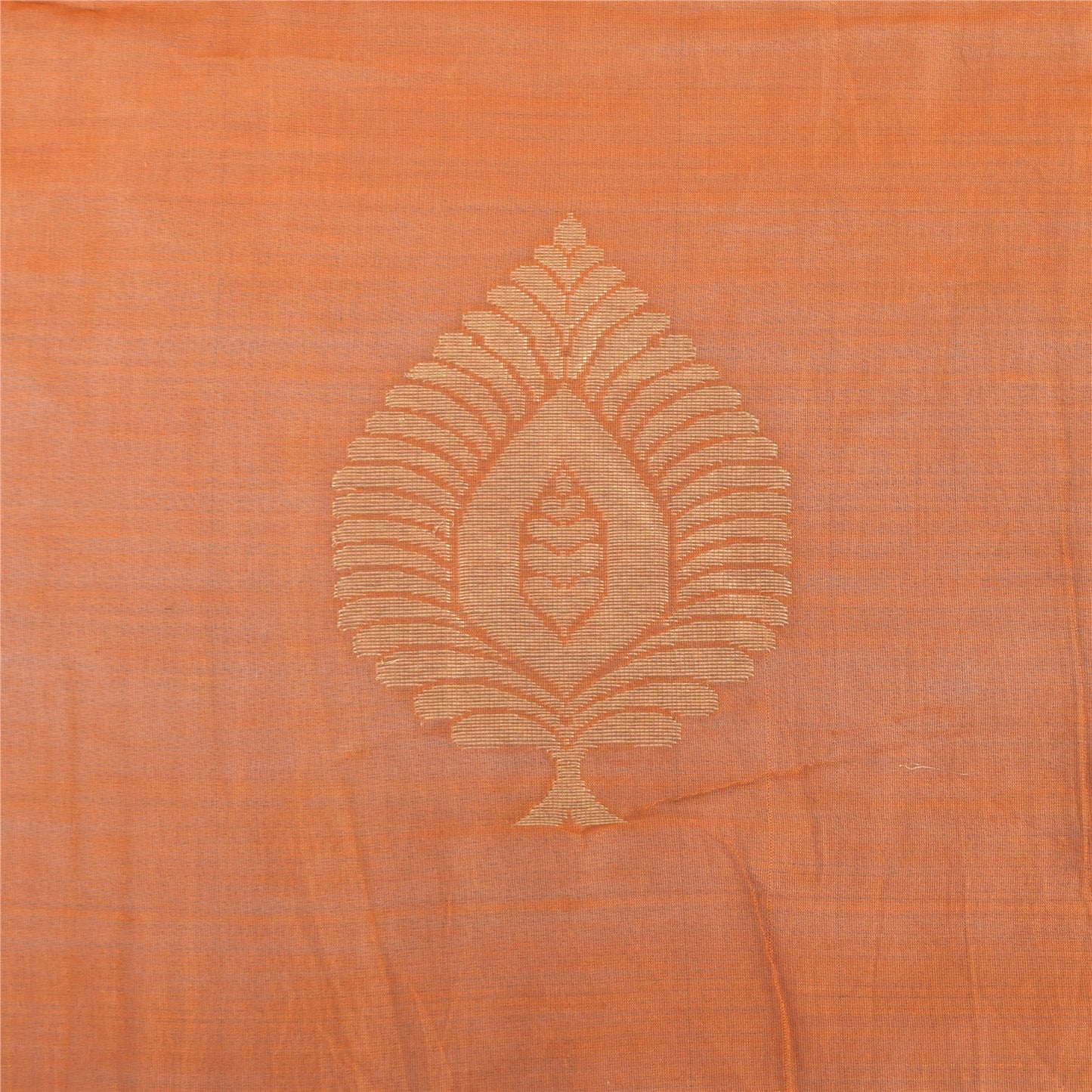 Sanskriti Vintage Orange Dupatta Long Stole Pure Silk Printed Woven Wrap Scarves