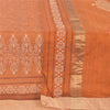 Sanskriti Vintage Orange Dupatta Long Stole Pure Silk Printed Woven Wrap Scarves