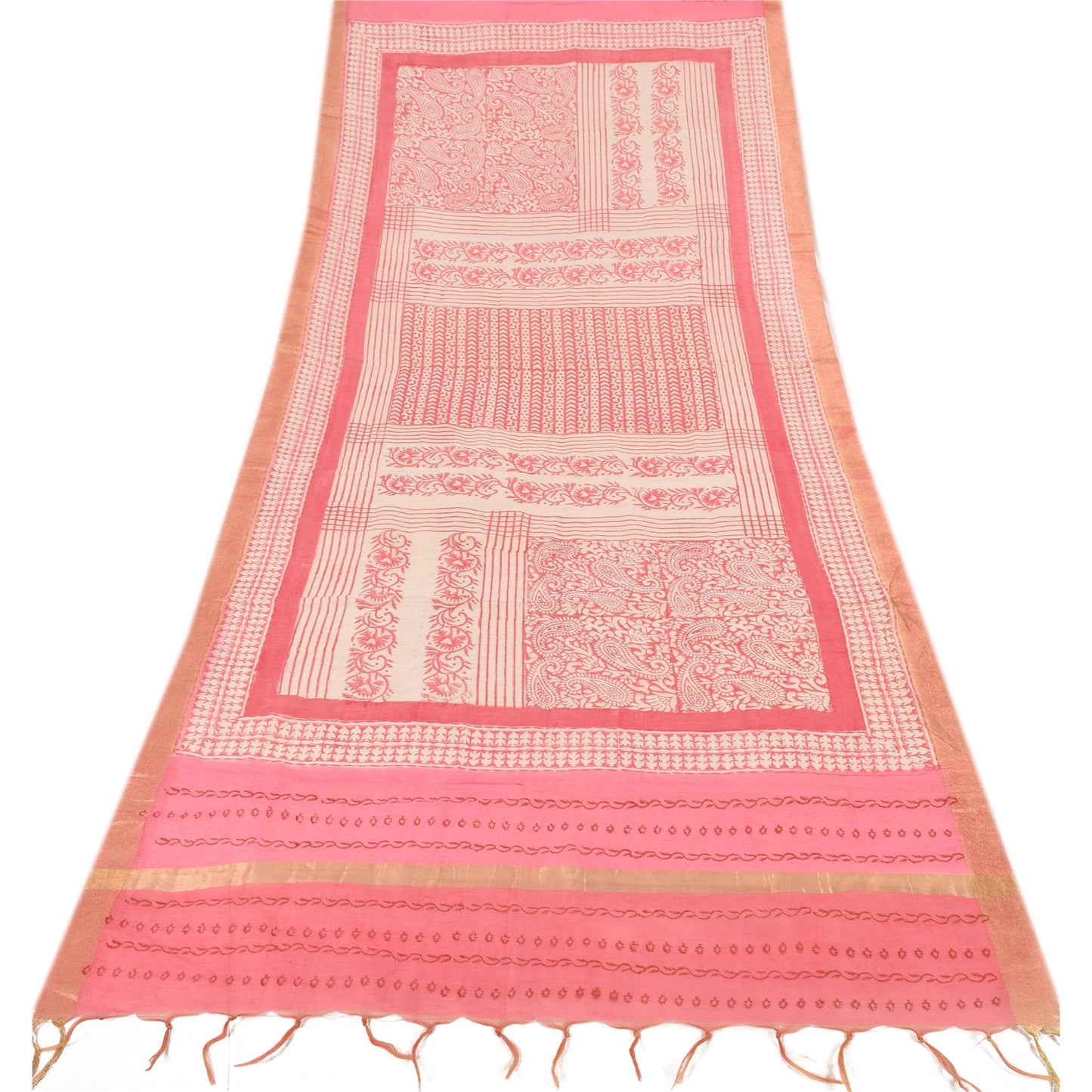 Sanskriti Vintage Pink Dupatta Long Stole Art Silk Printed Premium Wrap Scarves