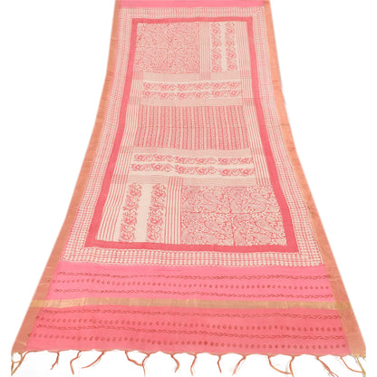 Sanskriti Vintage Pink Dupatta Long Stole Art Silk Printed Premium Wrap Scarves