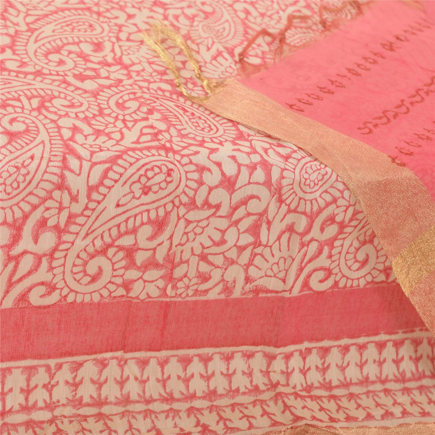 Sanskriti Vintage Pink Dupatta Long Stole Art Silk Printed Premium Wrap Scarves