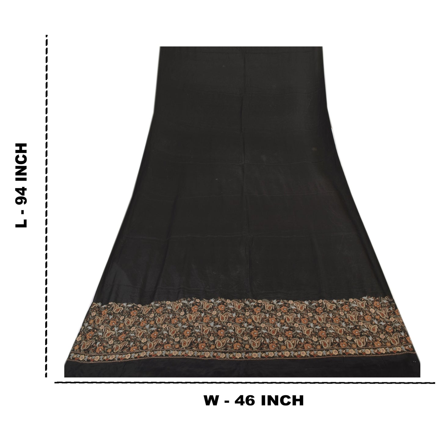 Sanskriti Vintage Black Dupatta Long Stole Pure Silk Embroidered Premium Scarves