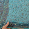 Sanskriti Vintage Blue Dupatta Long Stole Pure Chiffon Embroidered Printed Veil