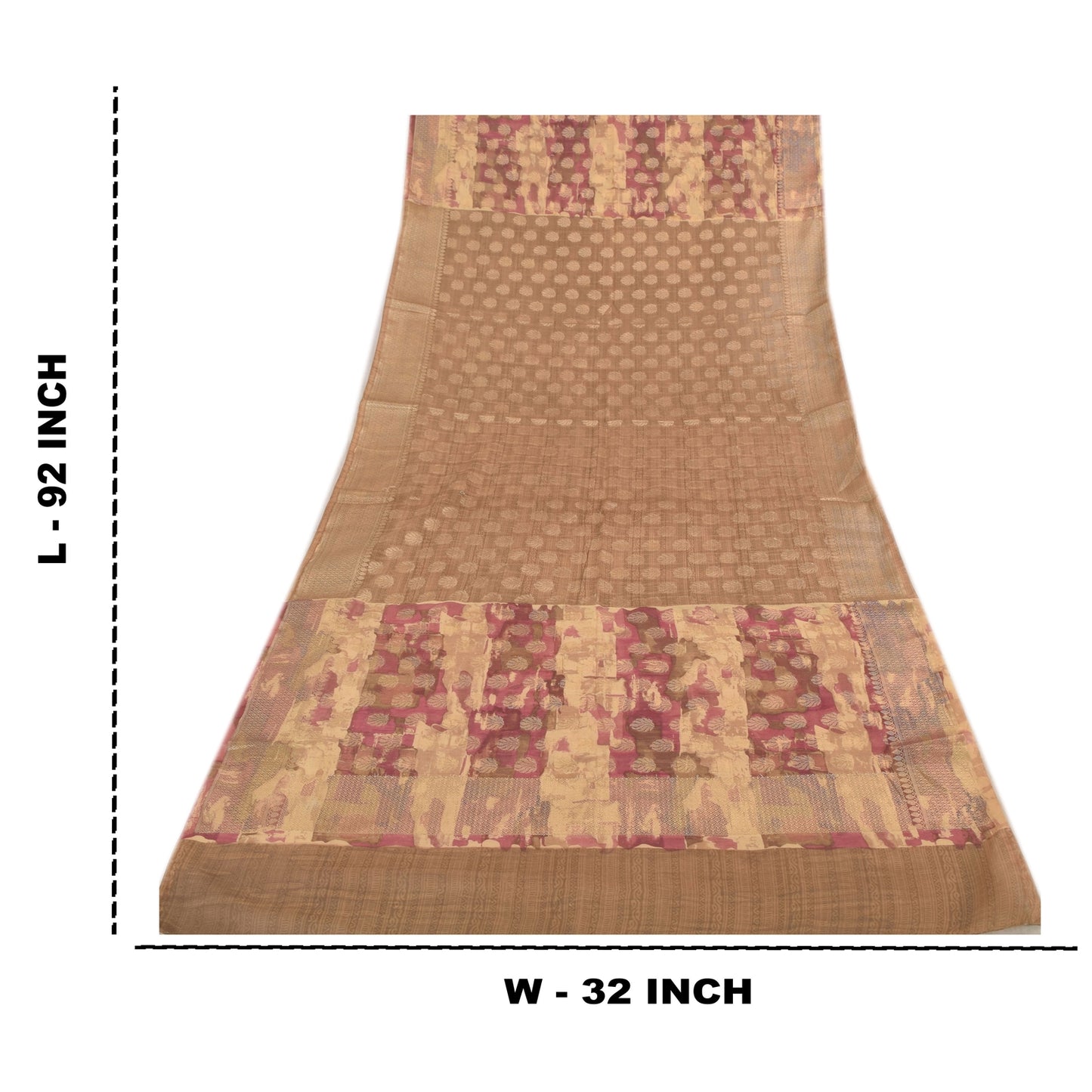 Sanskriti Vintage Brown Dupatta Long Stole Blend Cotton Woven Printed Wrap Veil