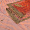 Sanskriti Vintage Orange Dupatta Long Stole Net Mesh Hand Beaded Leheriya Scarve