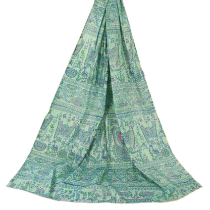 Sanskriti Vintage Green Dupatta Long Stole Art Silk Printed Premium Wrap Scarves