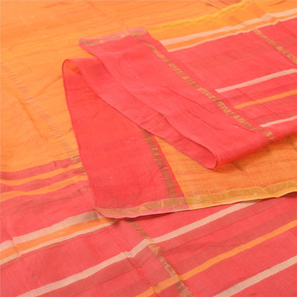 Sanskriti Vintage Yellow/Red Dupatta Long Stole Pure Cotton Woven Wrap Scarve