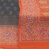 Sanskriti Vintage Black/Orange Dupatta Long Stole Pure Georgette Embroidery Veil