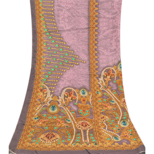 Sanskriti Vintage Long Dupatta/Stole Pure Georgette Pink Digital Print Scarf