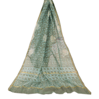 Sanskriti Vintage Long Dupatta/Stole Pure Cotton Blue Bagru Hand Block Printed