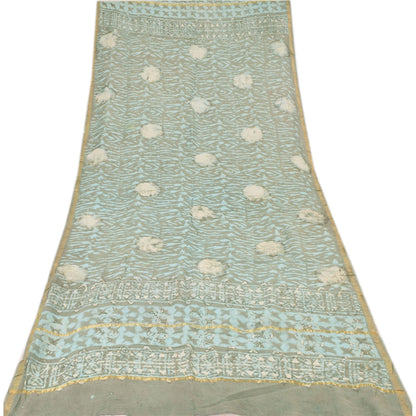 Sanskriti Vintage Long Dupatta/Stole Pure Cotton Blue Bagru Hand Block Printed