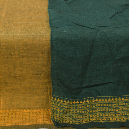 Sanskriti Vintage Yellow/Green Dupatta Long Stole Pure Cotton Woven Premium Veil