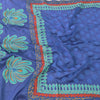 Sanskriti Vintage Blue Dupatta Long Stole Art Silk Embroidered Printed Wrap Veil