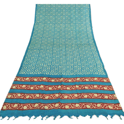 Sanskriti Vintage Blue Dupatta Long Stole Pure Cotton Printed Premium Wrap Veil