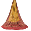 Sanskriti Vintage Red/Yellow Dupatta Long Stole Pure Silk Hand Beaded Wrap Veil