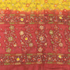 Sanskriti Vintage Red/Yellow Dupatta Long Stole Pure Silk Hand Beaded Wrap Veil