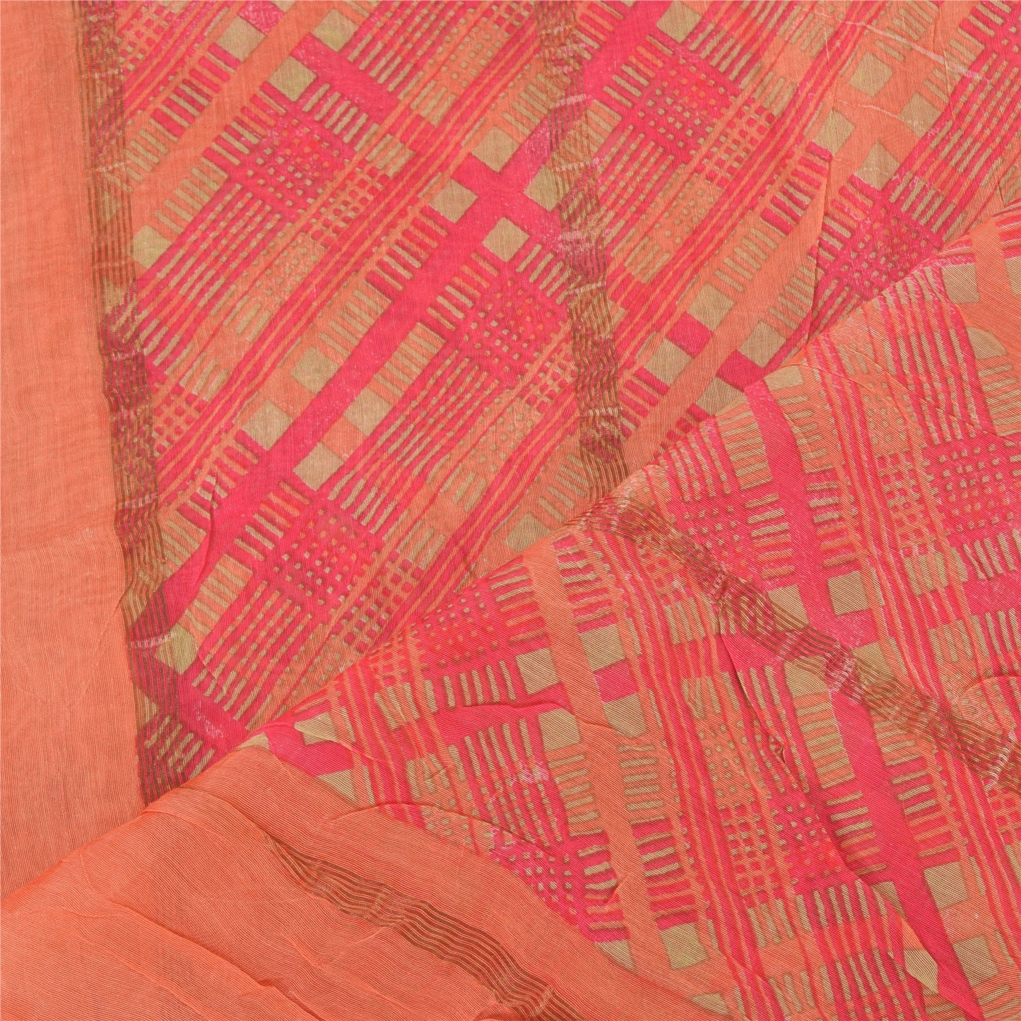 Sanskriti Vintage Orange Dupatta Long Stole Pure Cotton Printed Premium Scarves