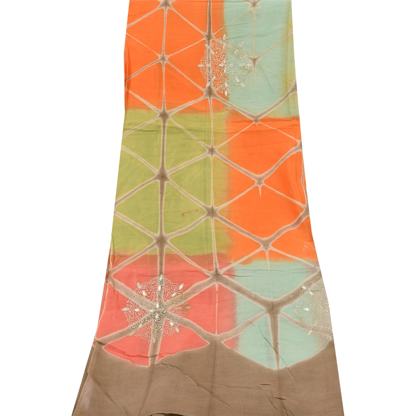 Sanskriti Vintage Dupatta Long Stole Pure Cotton Hand Beaded Gota Patti Scarves