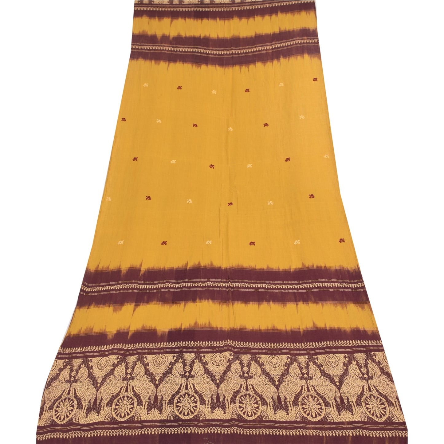 Sanskriti Vintage Yellow/Purple Dupatta Long Stole Pure Cotton Woven Wrap Hijab