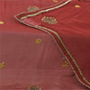 Sanskriti Vintage Long Dupatta/Stole Pure Georgette Red Hand Beaded Scarf Veil