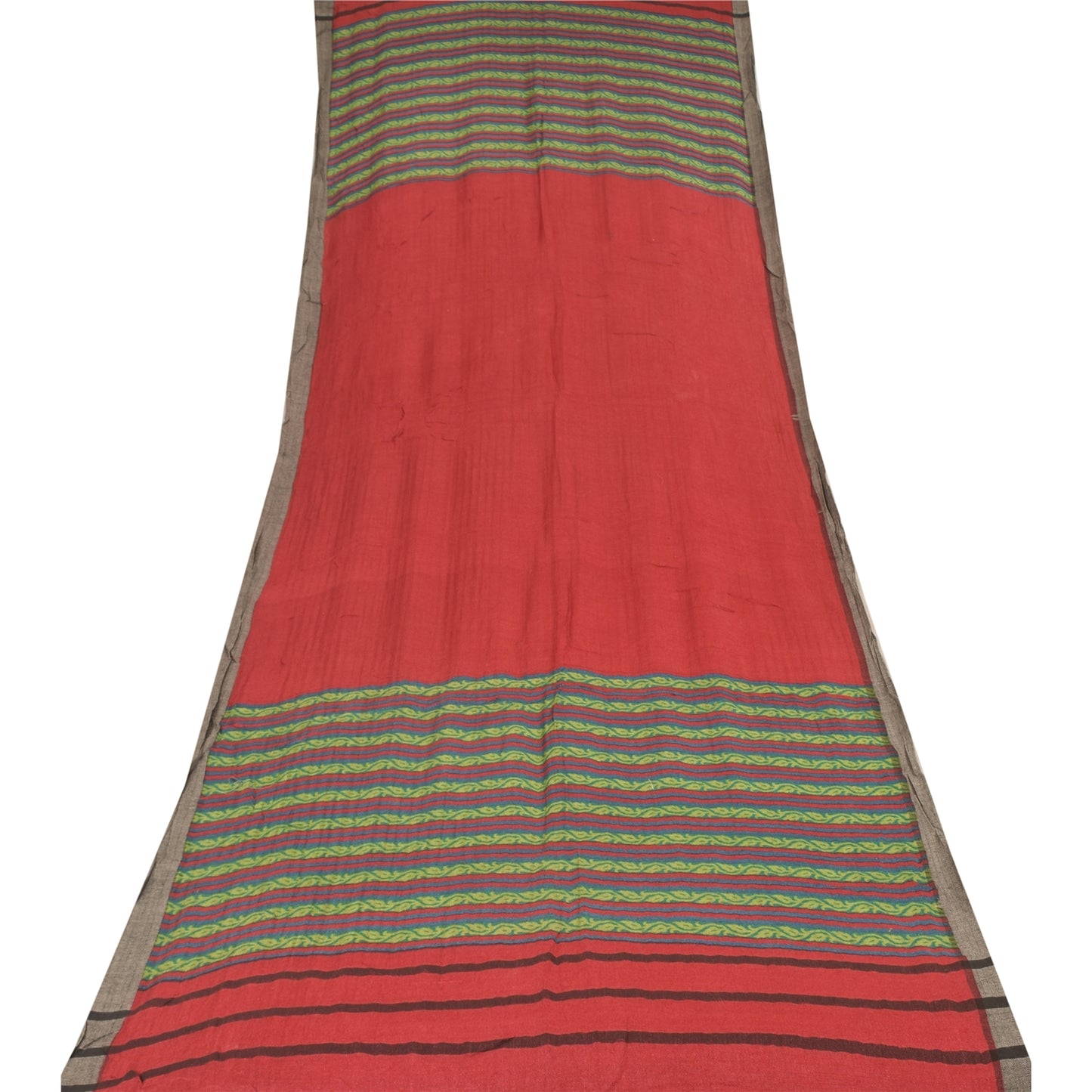 Sanskriti Vintage Red Dupatta Long Stole Pure Cotton Printed Woven Premium Veil