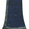 Sanskriti Vintage Blue Dupatta Long Stole Pure Chiffon Hand Beaded Wrap Scarves