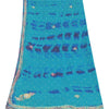 Sanskriti Vintage Blue Dupatta Long Stole Pure Silk Hand Beaded Premium Scarves