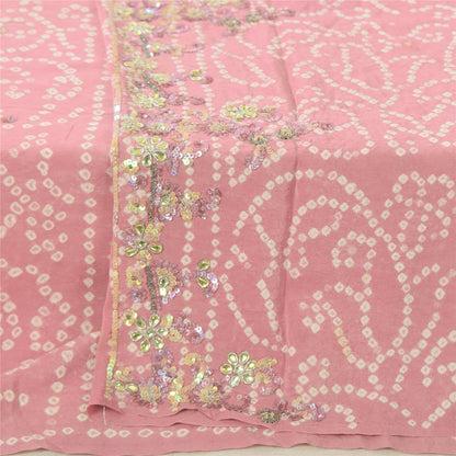 Sanskriti Vintage Mauve Dupatta Long Stole Pure Crepe Hand Beaded Bandhani Veil