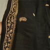 Sanskriti Vintage Black Dupatta Pure Chiffon Silk Hand Beaded Zardozi Stole