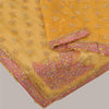 Sanskriti Vintage Bollywood Dupatta Net Mesh Mustard Hand Beaded Zardozi Stole