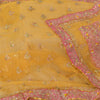 Sanskriti Vintage Bollywood Dupatta Net Mesh Mustard Hand Beaded Zardozi Stole