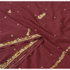 Sanskriti Vintage Pomegranate Red Dupatta Long Stole Georgette Hand Beaded Veil