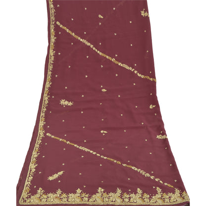 Sanskriti Vintage Pomegranate Red Dupatta Long Stole Georgette Hand Beaded Veil