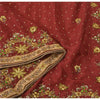 Sanskriti Vintage Red Dupatta Long Stole Pure Chiffon Hand Beaded Ethnic Scarves