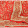 Sanskriti Vintage Red Dupatta Long Stole Pure Chiffon Silk Hand Beaded Wrap Veil