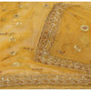 Sanskriti Vintage Yellow Dupatta Long Stole Net Mesh Hand Beaded Ethnic Scarves