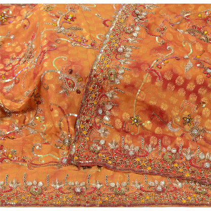 Sanskriti Vintage Indian Dupatta Long Stole Pure Silk Hand Beaded Wrap Scarves