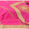 Sanskriti Vintage Fuchsia Dupatta Long Stole Pure Georgette Hand Beaded Scarves