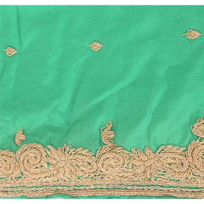 Sanskriti Vintage Seafoam Green Dupatta Long Stole Pure Silk Hand Beaded Scarves