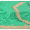 Sanskriti Vintage Seafoam Green Dupatta Long Stole Pure Silk Hand Beaded Scarves