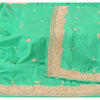 Sanskriti Vintage Seafoam Green Dupatta Long Stole Pure Silk Hand Beaded Scarves