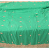 Sanskriti Vintage Seafoam Green Dupatta Long Stole Pure Silk Hand Beaded Scarves