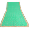 Sanskriti Vintage Seafoam Green Dupatta Long Stole Pure Silk Hand Beaded Scarves