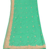 Sanskriti Vintage Seafoam Green Dupatta Long Stole Pure Silk Hand Beaded Scarves