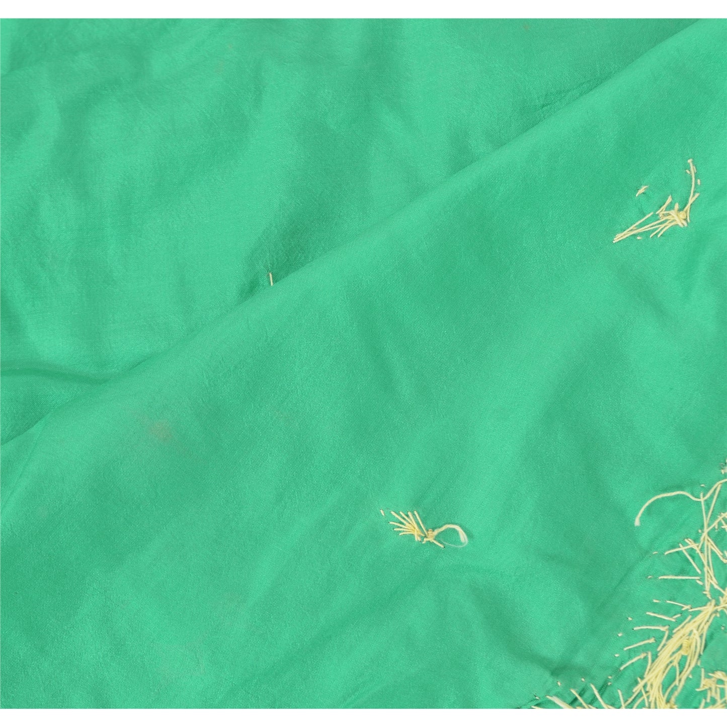 Sanskriti Vintage Seafoam Green Dupatta Long Stole Pure Silk Hand Beaded Scarves