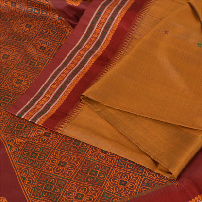 Sanskriti Vintage Copper Sarees Pure Silk Hand Woven Sari 5yard Craft Fabric