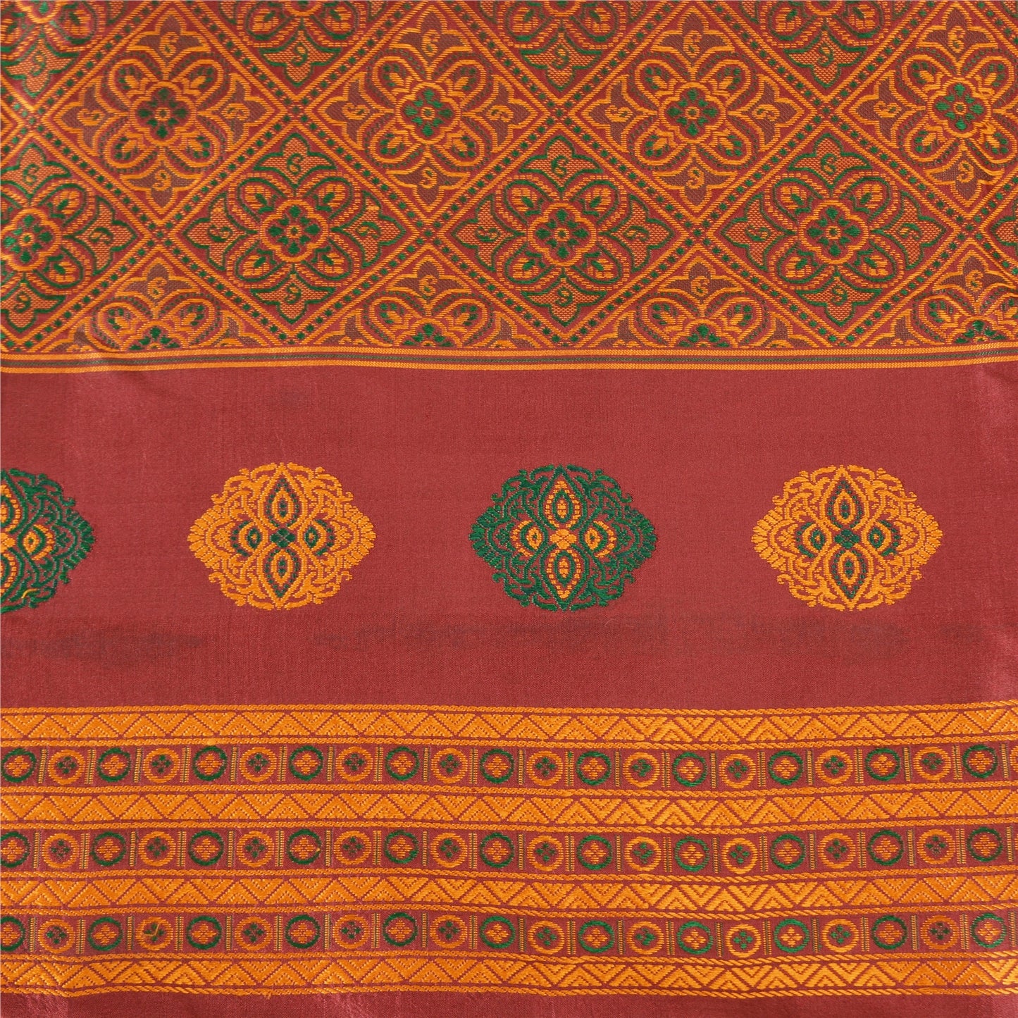 Sanskriti Vintage Copper Sarees Pure Silk Hand Woven Sari 5yard Craft Fabric