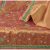 Sanskriti Vintage Copper Sarees Artificial Silk Handwoven Gotapati Sari/Fabric