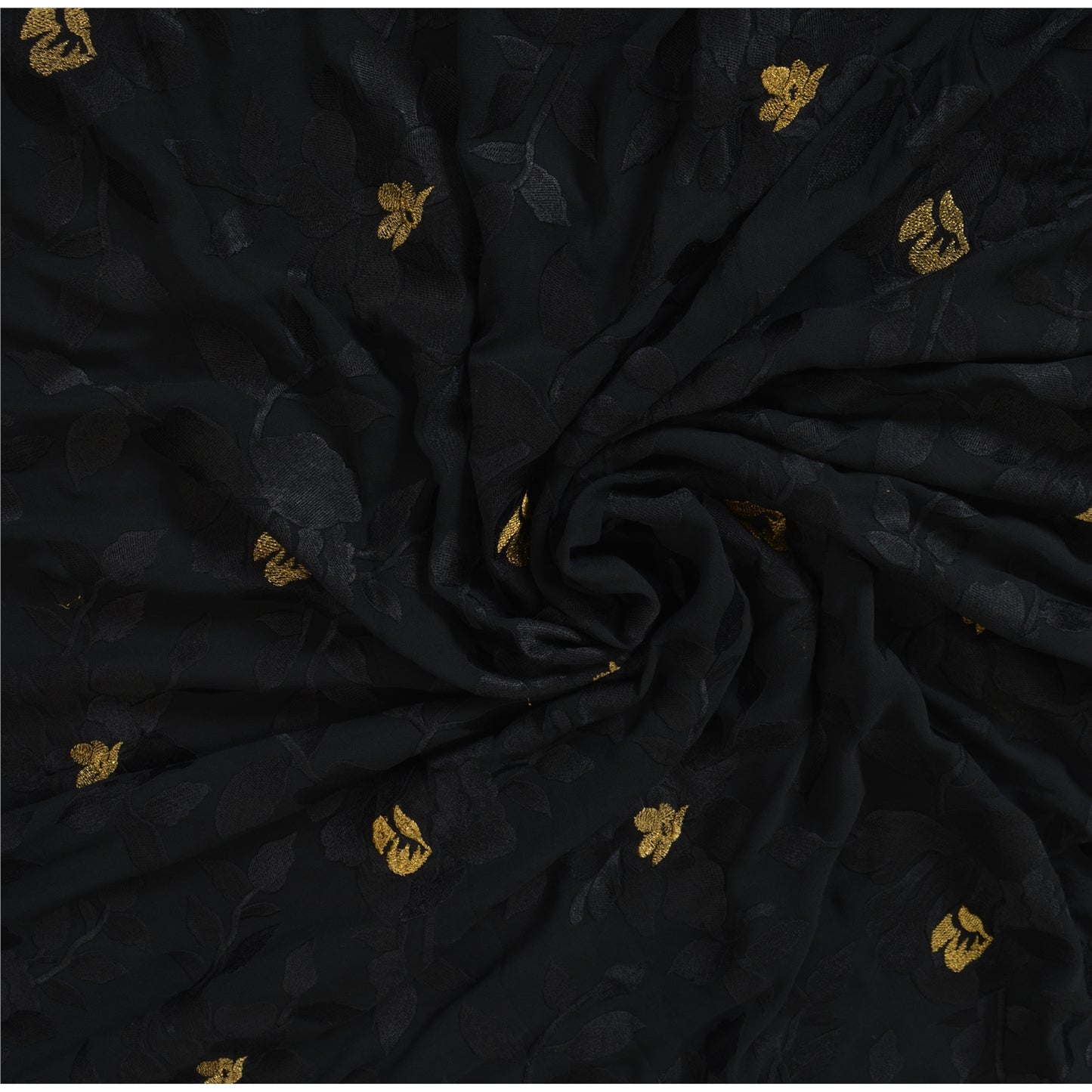 Sanskriti Vintage Black Sarees Pure Georgette Silk premium woven Sari 5yd Fabric