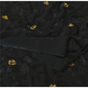 Sanskriti Vintage Black Sarees Pure Georgette Silk premium woven Sari 5yd Fabric